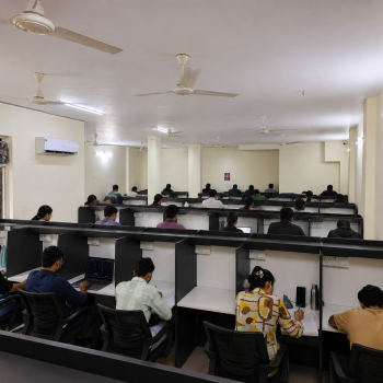 Modern Self Study Library Hall in Indore with Individual Study Cabins, Comfortable Seating, Air Conditioning, and Students Studying in a Peaceful Environment